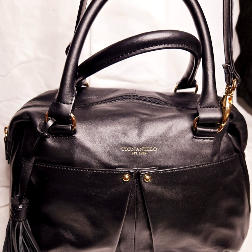 Black leather Tignanello handbag